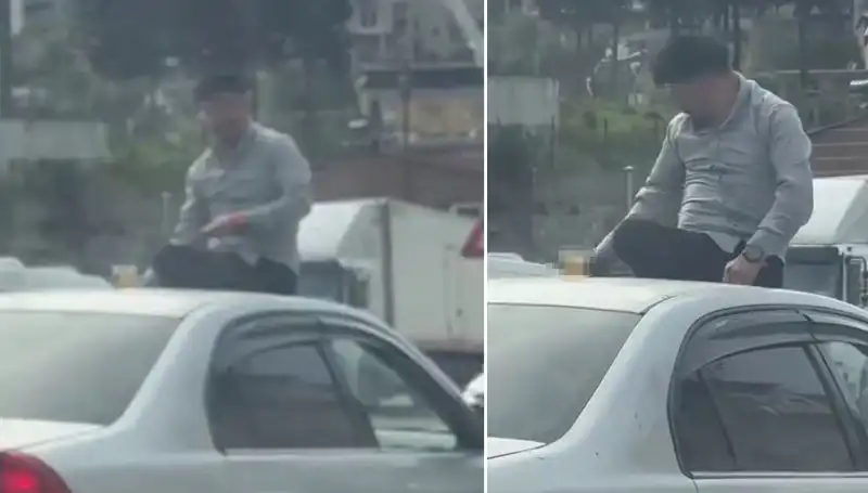 Trafikte Şaşkınlık Yaratan Olay: Otomobil Üzerinde Eğlence!